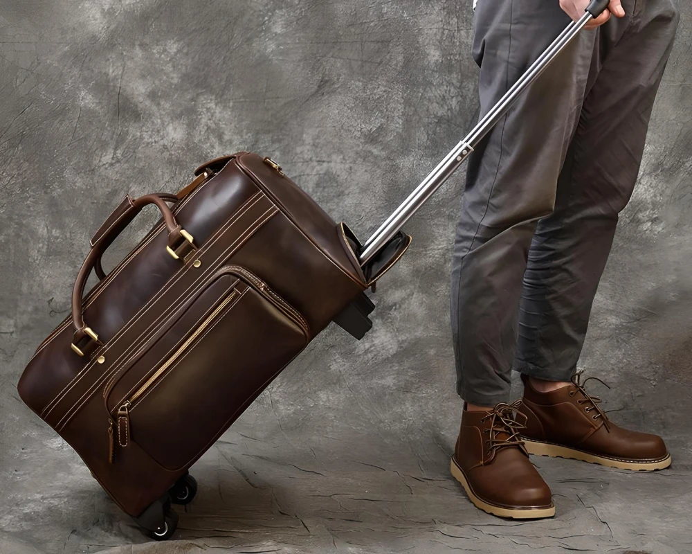 leather rolling carry-on luggage