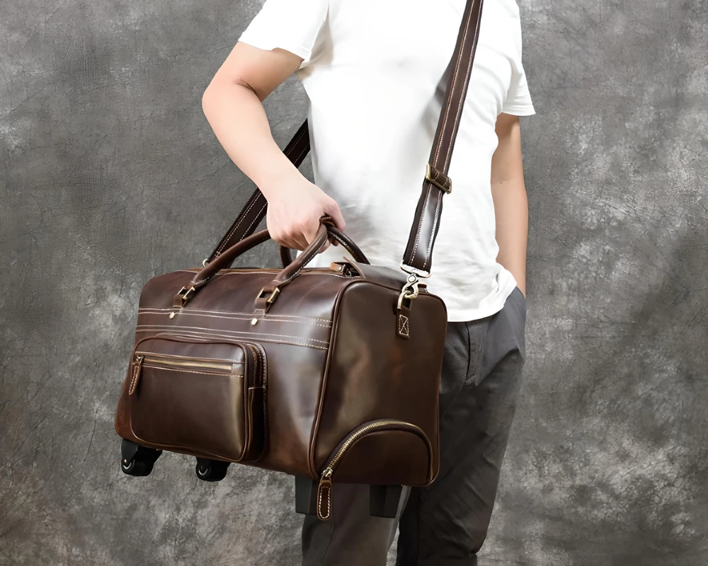 mens leather carry on